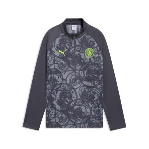 Młodzieżowa koszulka na rozgrzewkę Manchester City z zamkiem 1/4 PUMA. Szara bluzki Puma, m, bez wzorów, młodzieżowe, bez kołnierzyka, bez ramiączek. Za 319,00 zł.