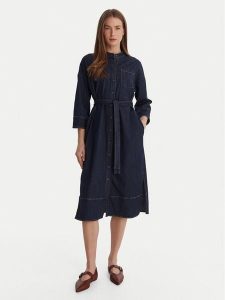 Marella Sukienka jeansowa Sarta 2615221051 Granatowy Regular Fit. Niebieskie sukienki Marella, bez wzorów, z bawełny, bez kołnierzyka, bez ramiączek. Za 549,99 zł.