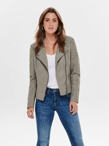 ONLY Kurtka z imitacji skóry Ava 15102997 Szary Regular Fit. Szare kurtki ONLY, bez wzorów, ze skóry, bez kaptura. Za 169,99 zł.