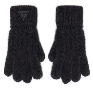 Rękawiczki Damskie Guess. Czarne rękawiczki Guess, z aplikacjami, z dzianiny. Za 179,99 zł.