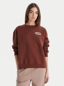 New Balance Bluza WT53516 Brązowy Relaxed Fit. Brązowe bluzy New Balance, m, bez wzorów, z bawełny, bez kaptura. Za 279,99 zł.