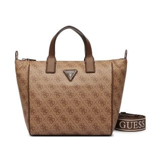 Torebka Guess. Brązowe kuferki Guess, z aplikacjami, bez dodatków. Za 529,99 zł.