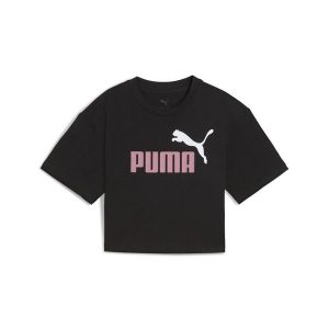 Młodzieżowa krótka koszulka Essentials 2 Colour z logo PUMA No. 1 PUMA. Czarna bluzki Puma, l, bez wzorów, z gumy, młodzieżowe, bez kołnierzyka, bez ramiączek. Za 79,00 zł.