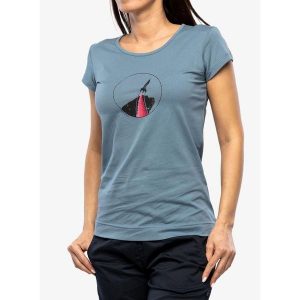 Koszulka bawełniana damska Ocun Classic T Organic Rainbow Rocket. Niebieskie koszulki sportowe Ocun, bez wzorów, z bawełny, bez ramiączek. Za 135,99 zł.