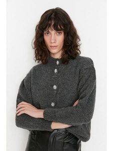 Trendyol Kardigan w kolorze antracytowym rozmiar: L. Czarne kardigany Trendyol. Za 100,95 zł.