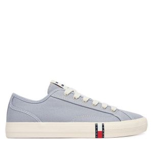 Tenisówki Tommy Jeans. Niebieskie trampki Tommy Jeans, bez wzorów, z jeansu, bez zapięcia. Za 289,99 zł.