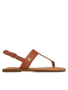 Tommy Hilfiger Sandały FW0FW08505 Brązowy. Brązowe sandały TOMMY HILFIGER, bez wzorów, ze skóry, bez obcasa, na płaskiej podeszwie, bez zapięcia. Za 219,99 zł.