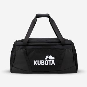 Czarna torba z logo Kubota. Czarne torby podróżne i sportowe Kubota, bez wzorów, z materiału. Za 139,99 zł.