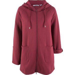 Długa bluza rozpinana, długi rękaw bonprix bordowy. Bluzy marki 4f. Za 59,99 zł.