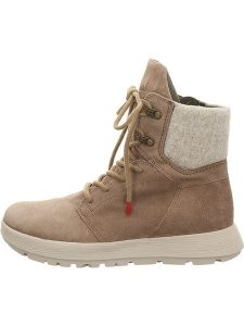 Think! Skórzane botki w kolorze beżowym rozmiar: 36. Brązowe botki Think, bez wzorów, z wełny, bez obcasa, bez zapięcia. Za 478,99 zł.