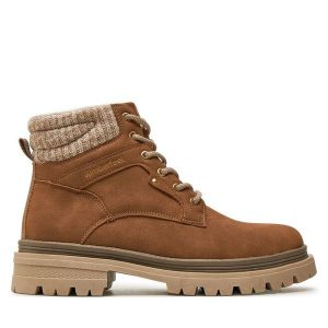 Trapery Kimberfeel. Brązowe buty zimowe Kimberfeel, bez obcasa, bez zapięcia. Za 429,99 zł.