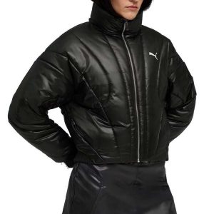 Kurtka PUMA YELLOW DARE TO PUFFER JACKET Czarny. Czarne kurtki Puma, bez wzorów, z tkaniny, bez kaptura. Za 373,99 zł.