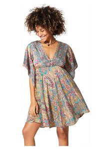 Aller Simplement Sukienka w kolorze beżowym ze wzorem rozmiar: 34/36. Brązowe sukienki Aller Simplement, bez wzorów, bez kołnierzyka, bez ramiączek, mini. Za 56,99 zł.