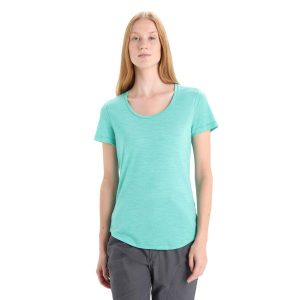 Koszulka Turystyczna Damska Icebreaker Sphere II SS Scoop T-Shirt. Zielone bluzki Icebreaker, s, bez wzorów, bez kołnierzyka, bez ramiączek. Za 255,68 zł.