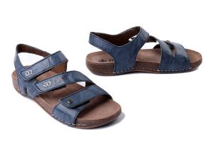 RIEKER 61402-12 blue, sandały damskie. Niebieskie sandały Rieker, bez wzorów, bez obcasa, bez zapięcia. Za 263,92 zł.