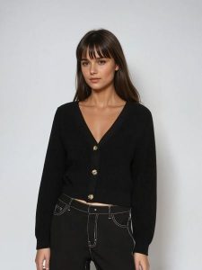 Monki Kardigan w kolorze czarnym rozmiar: XXS. Czarne kardigany Monki, z bawełny. Za 36,86 zł.