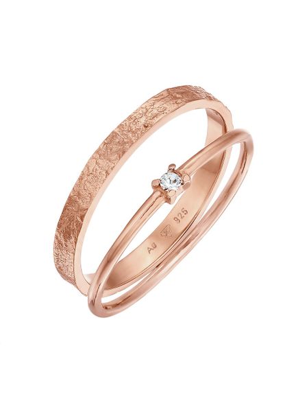Elli Damski zestaw 2 pasjansów ze szklanym kryształem ze srebra 925 Sterling Silver Pierścionki 1 ct. Szare pierścionki Elli, z kryształem, srebrne. Za 283,99 zł.
