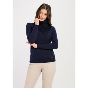 Sweter w kolorze granatowym. Długie swetry marki Jimmy Sanders. W wyprzedaży za 119,95 zł.