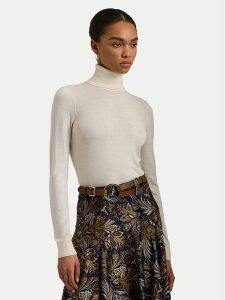 Lauren Ralph Lauren Golf 200940470001 Écru Slim Fit. Golfy Lauren Ralph Lauren, bez wzorów, z jedwabiu. Za 419,99 zł.