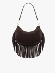 Brązowa torebka boho z frędzlami. Brązowe torebki klasyczne Brawo sp. z o.o., bez wzorów, ze skóry, bez dodatków. Za 249,99 zł.
