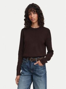 Tommy Hilfiger Sweter WW0WW52298 Brązowy ciemny Regular Fit. Brązowe swetry klasyczne TOMMY HILFIGER, l, z bawełny, bez kołnierzyka. Za 529,99 zł.