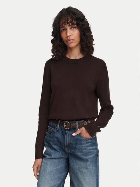 Tommy Hilfiger Sweter WW0WW52298 Brązowy ciemny Regular Fit. Brązowe swetry klasyczne TOMMY HILFIGER, l, z bawełny, bez kołnierzyka. Za 529,99 zł.
