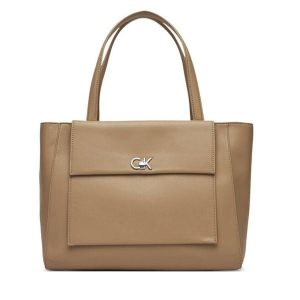 Torebka Calvin Klein. Brązowe shopper bag Calvin Klein, bez wzorów, bez dodatków. Za 349,99 zł.
