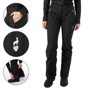 Spodnie narciarskie damskie AULP VIZUV wodoodporne oddychające. Czarne spodnie sportowe Aulp, na zimę, bez wzorów, narciarskie. Za 499,99 zł.