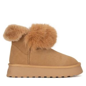 Śniegowce Badura. Brązowe buty zimowe Badura, bez obcasa, bez zapięcia. Za 279,99 zł.