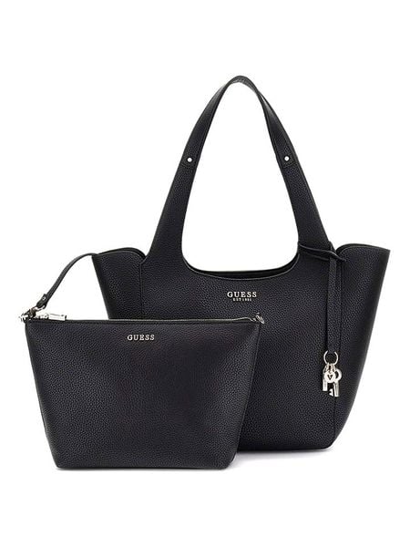 Guess Shopper bag w kolorze czarnym - 46 x 28 x 13 cm rozmiar: onesize. Czarne shopper bag Guess, z aplikacjami, z materiału, na ramię, bez dodatków. Za 501,57 zł.