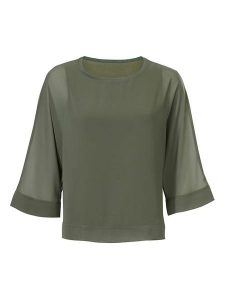 Heine Bluzka w kolorze khaki rozmiar: 40/42. Brązowe bluzki Heine, bez wzorów, bez kołnierzyka, bez ramiączek. Za 105,63 zł.