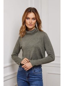 Joséfine Koszulka "Dibala" w kolorze khaki rozmiar: L. Brązowe bluzki Joséfine, l, bez wzorów, z kaszmiru, bez kołnierzyka, bez ramiączek. Za 155,49 zł.
