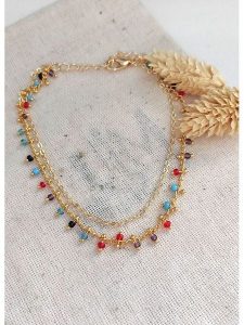 Atelier MIU Pozłacana bransoletka z elementami ozdobnymi na kostkę rozmiar: onesize. Żółte bransoletki Atelier MIU, pozłacane. Za 39,99 zł.