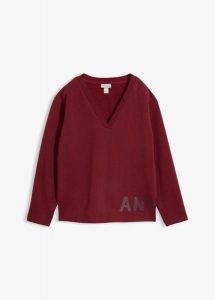 Bluza z elastycznej mieszanki bawełny. Czerwone bluzy bonprix, bez wzorów, z bawełny, bez kaptura. Za 154,99 zł.