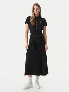 Polo Ralph Lauren Sukienka codzienna 211A12906002 Czarny Regular Fit. Czarne sukienki Polo Ralph Lauren, na co dzień, s, bez wzorów, z bawełny, bez kołnierzyka, bez ramiączek, proste. Za 646,99 zł.