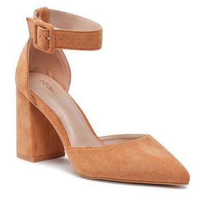 Czółenka DeeZee. Brązowe czółenka DeeZee, bez wzorów, bez obcasa, bez zapięcia. Za 139,99 zł.