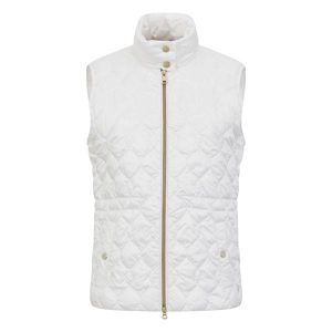 Damska kurtka bez rękawów Geox Myluse. Białe kurtki Geox, bez wzorów, z puchu, bez kaptura. Za 550,00 zł.