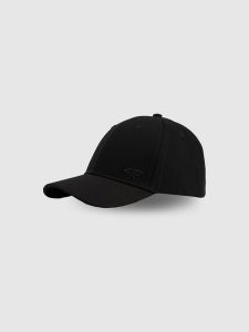 4F Czapka z daszkiem snapback uniseks - czarna XS/S (56cm). Czarne czapki 4f, bez wzorów, z bawełny, klasyczne. Za 59,99 zł.