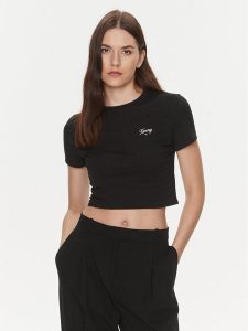 Tommy Jeans T-Shirt Script DW0DW17366 Czarny Slim Fit. Czarne t-shirty Tommy Jeans, m, bez wzorów, z bawełny, bez kołnierzyka, bez ramiączek. Za 189,99 zł.