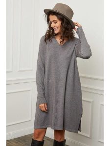Joséfine Sukienka dzianinowa "Farel" w kolorze szarym rozmiar: L. Szare sukienki Joséfine, l, bez wzorów, z dzianiny, bez kołnierzyka, bez ramiączek, midi. Za 236,95 zł.