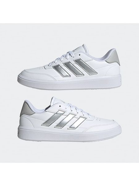 Adidas Sneakersy "Courtblock" w kolorze srebrno-białym rozmiar: 38. Białe trampki ADIDAS, bez wzorów, bez zapięcia. Za 183,15 zł.
