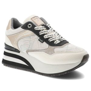 Sneakersy damskie Anekke, cholewka ze skóry naturalnej licowej wysoka platforma sznurowanie sportowy styl casual, białe, 42370-443. Białe czółenka Anekke, bez wzorów, ze skóry, bez obcasa, na koturnie, bez zapięcia. Za 379,00 zł.