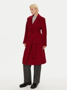 2NDDAY Płaszcz wełniany Liviana 2245132514 Czerwony Oversize. Czerwone płaszcze 2NDDAY, na zimę, bez wzorów, z syntetyku, bez kaptura. Za 969,99 zł.