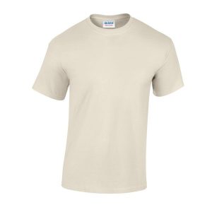 Ciężka Bawełniana Koszulka Unisex Dla Dorosłych. Brązowe bluzki GILDAN, xl, bez wzorów, z bawełny, sportowe, bez kołnierzyka, bez ramiączek. Za 33,99 zł.