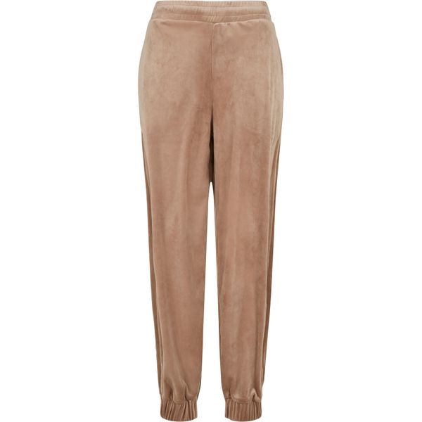 Damskie wysokie spodnie dresowe z weluru typu balloon Urban Classics. Brązowe spodnie dresowe Urban Classics, bez wzorów, z dresówki. Za 176,00 zł.