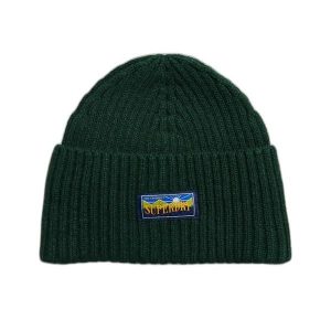 Damska czapka z mieszanki wełny Superdry Radar. Zielone czapki Superdry, bez wzorów, z wełny. Za 109,20 zł.