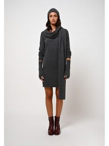 AUTHENTIC CASHMERE Kaszmirowa sukienka "Armet" w kolorze antracytowym rozmiar: M. Czarne sukienki AUTHENTIC CASHMERE, m, bez wzorów, z kaszmiru, bez kołnierzyka, bez ramiączek, mini. Za 355,78 zł.