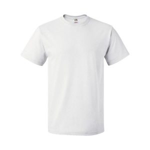 Ciężka Bawełniana Koszulka Unisex Dla Dorosłych. Białe bluzki FRUIT OF THE LOOM, xl, bez wzorów, z bawełny, sportowe, bez kołnierzyka, bez ramiączek. Za 35,99 zł.