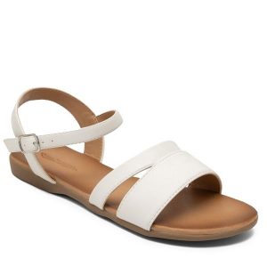 Sandały Clara Barson. Białe sandały Clara Barson, bez wzorów, bez obcasa, na płaskiej podeszwie, bez zapięcia. Za 79,99 zł.