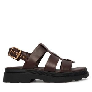 Sandały Clarks. Brązowe sandały Clarks, bez wzorów, bez obcasa, na płaskiej podeszwie, bez zapięcia. Za 389,99 zł.